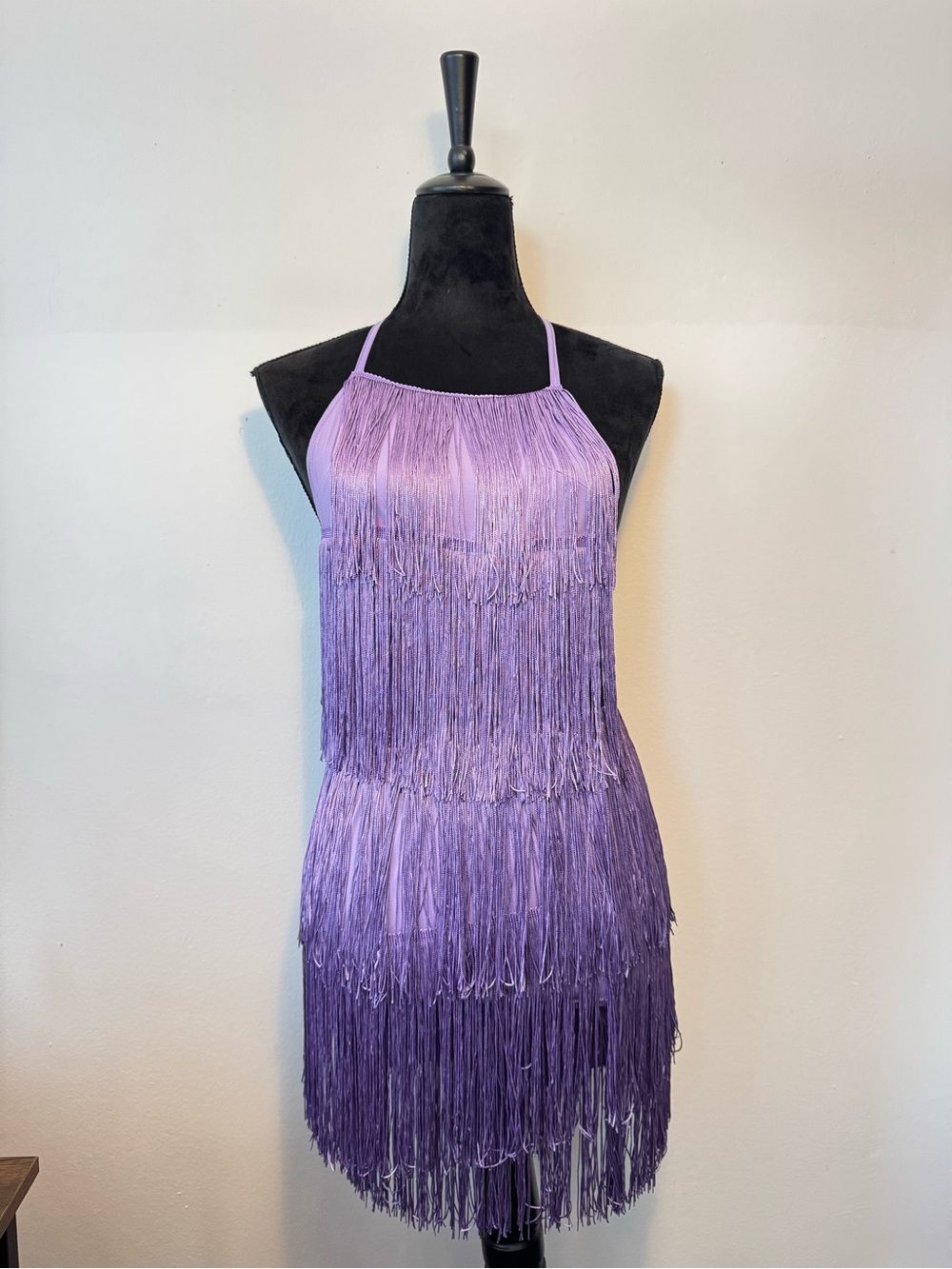 Fringe Halter Mini Dress/Romper in Lilac